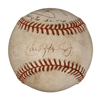 1995 Cal Ripken 2131 9/6/95 Game Used, Multi-Signed and Inscribed OAL Budig Baseball (PSA/DNA)